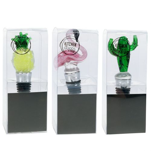 Floristik21 Flaschenverschluss mit Figuren aus Glas 11-12cm 3St