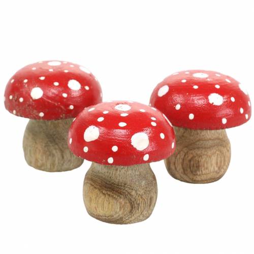 Floristik21 Deko Fliegenpilze Holz Ø4,6–5cm H4,6–4,9cm 6St