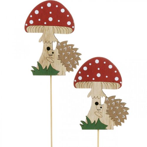 Floristik21 Dekostecker, herbstliche Holzdeko, Igel mit Pilz H11cm L34cm 12St