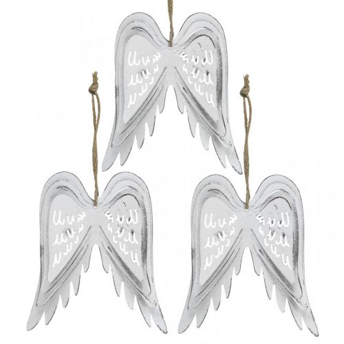 Engelsflügel zum Hängen, Weihnachtsdeko, Metallanhänger Weiß H11,5cm B11cm 3St Engelsflügel zum Hängen, Weihnachtsdeko, Metallanhänger Weiß H11,5cm B11cm 3St