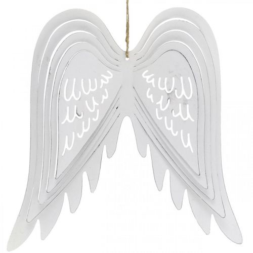 Flügel zum Hängen, Adventsdeko, Engelsflügel aus Metall Weiß H29,5cm B28,5cm