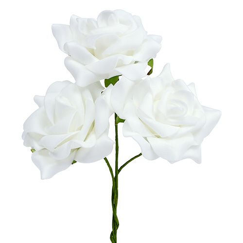 Foam-Rose Ø 7,5cm  Weiß 18St