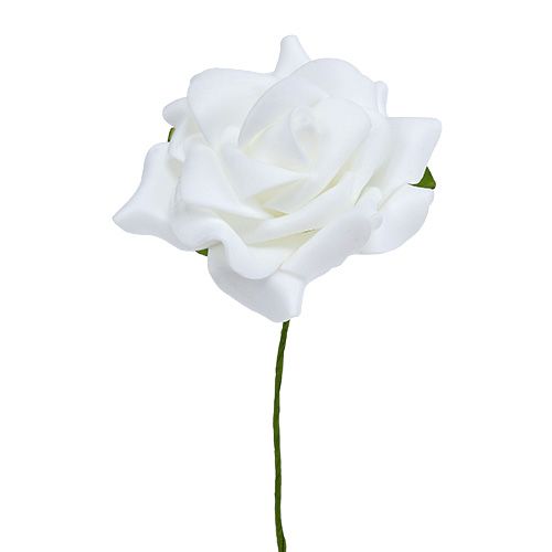 Foam-Rose Ø 7,5cm  Weiß 18St