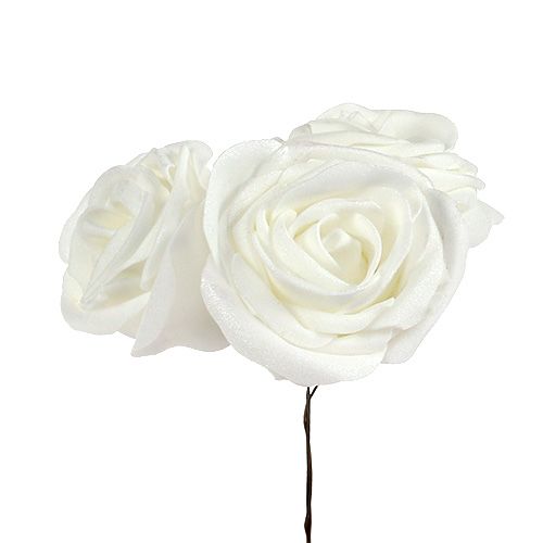 Floristik21 Foam Rose Weiß mit Perlmutt Ø7,5cm 12St