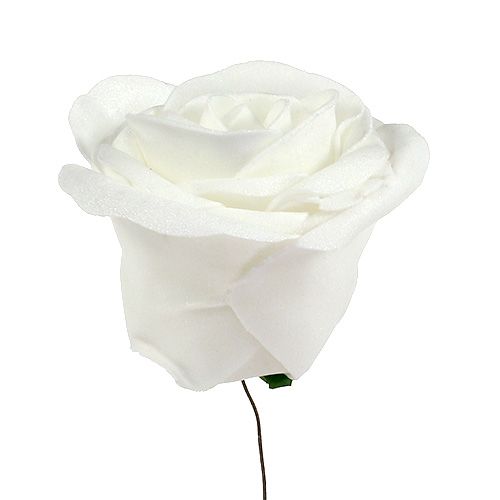 Artikel Foam Rose Weiß mit Perlmutt Ø7,5cm 12St