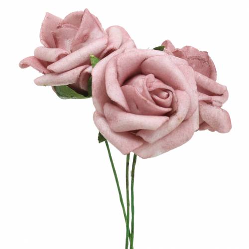 Floristik21 Foam-Rose Ø3,5cm Altrosa 48 St