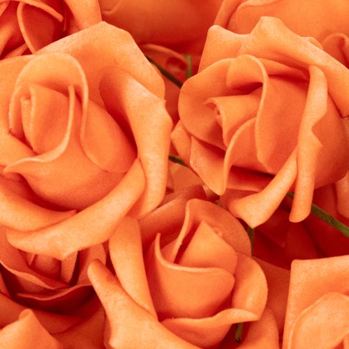 Künstliche Rose Orange 5cm Blüte 10cm Stiel Schaumstoff 100 Stück | Floristik21.de
