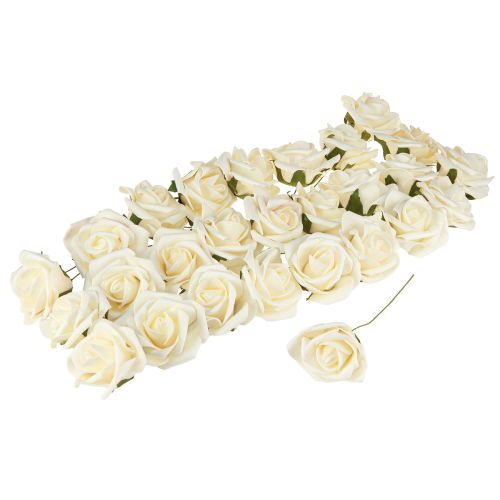 Artikel Foamrosen Creme Schaumrosen Kunstrosen Ø6cm 27 Stück für Event-Dekoration