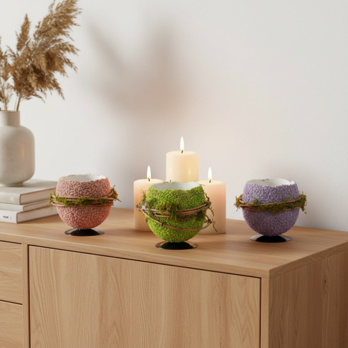 Artikel Frühlings-Osterei zum Bepflanzen mit Mooskranz Ø9cm H8cm 4er-Set