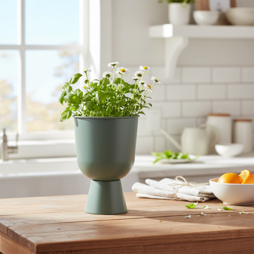 Artikel Metall Pokalvase grün 23cm für elegante Dekoration und Blumenarrangements