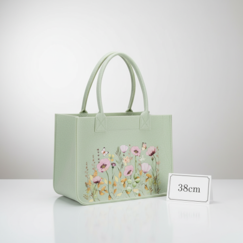 Artikel Filztasche mit floralem Blumenmotiv, robust und dekorativ, 38 cm