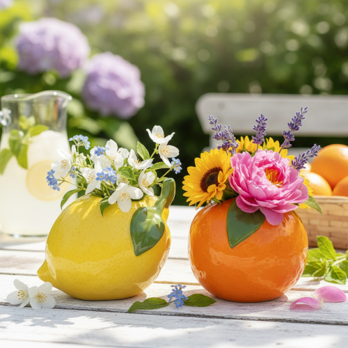 Artikel Zitrusvase aus Keramik, 10 cm, dekorative Vase für Innenbereich, 2er-Set