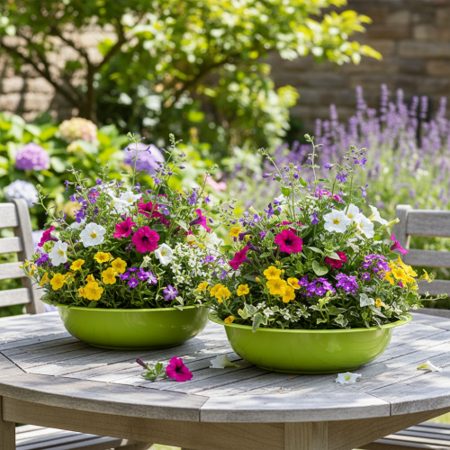 Artikel Pflanzschalen 29 cm aus Metall in Grün 2er-Set für stilvolle Dekoration