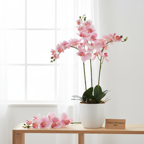 Artikel Orchidee Phalaenopsis künstlich 9 Blüten Rosa Weiß 96cm