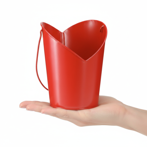 Artikel Romantischer Metall-Übertopf Herz Rot Ø12cm H15/9cm Deko Henkel Geschenk