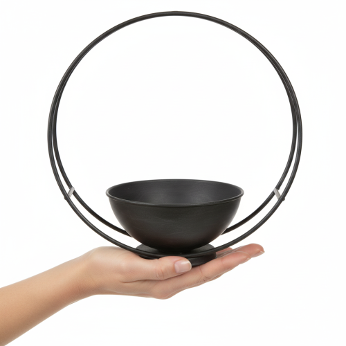 Artikel Schale mit Fuß Dekoring Metall Anthrazit Dekoration 2er Set