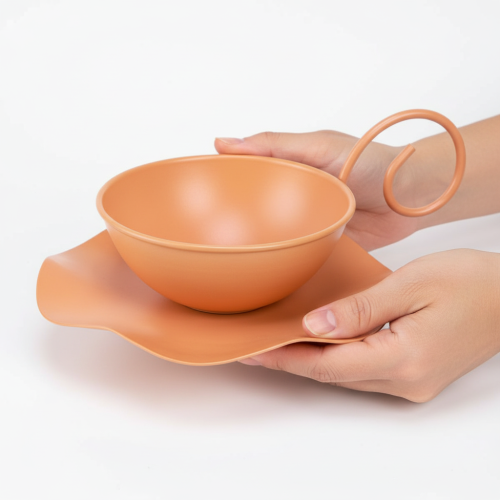 Artikel Metall Deko Tasse Orange Ø11,5cm H6cm Unikat Mit Unterteller 2St