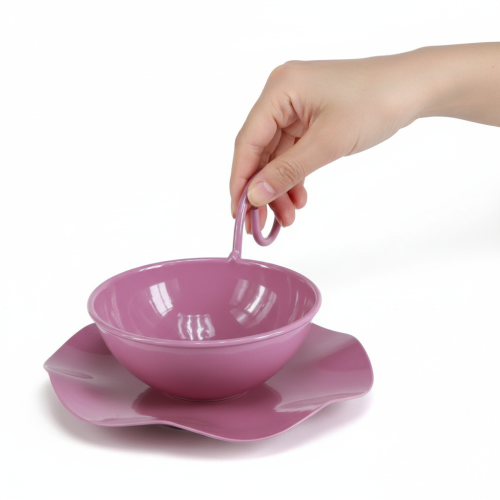 Artikel Metall Deko Tasse mit Unterteller Pink H8cm Ø11,5cm, Set 2, Floristik21 Tischdeko
