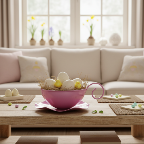 Artikel Metalltasse Deko Pink Ø16cm H9cm mit Unterteller 2St für Floristen