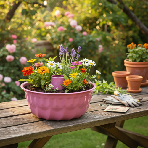 Artikel Metall Deko Schale Backform Gugelhupf Pink Ø23cm H12cm - Moderne Dekoration