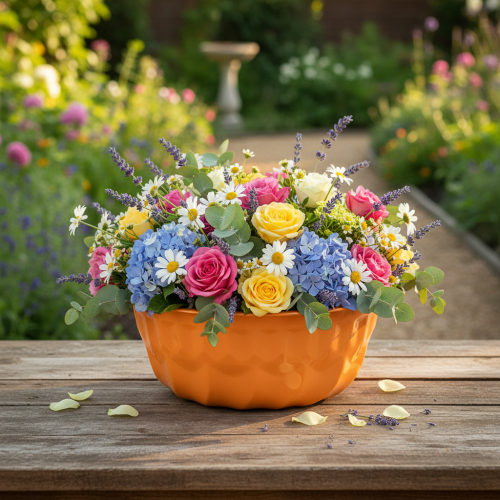 Artikel Metall Deko Backform Gugelhupf Orange Ø23cm H12cm – Kreative Dekoideen für Floristen