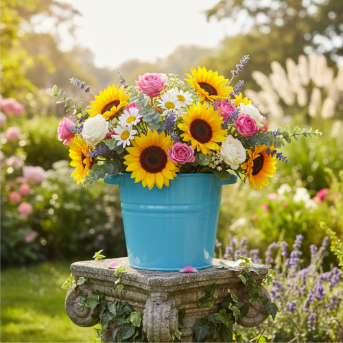 Artikel Deko Topf Blumenkübel Metall Blau maritimes Design 31cmx26cmx21,5cm