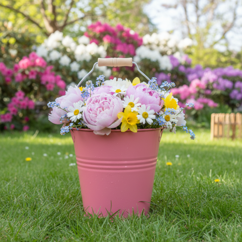 Artikel Eimer Deko Rosa Blumenkübel Metall 26x22,5x23cm 6l dekorativ und wetterfest