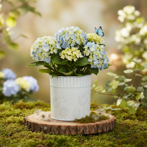 Übertopf Pusteblumen Weiß Ø9,5cm H11cm Metall Blumentopf Dekotopf Sommerdeko | Floristik21.de