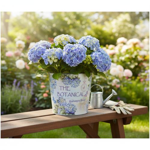 Übertopf Hortensien Metall Blumentopf Ø21cm H18cm | Floristik21.de