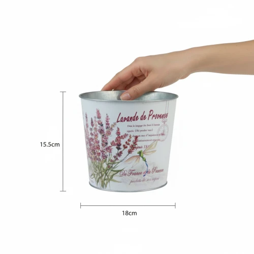 Übertopf Metall Lavendel Blumentopf klein Ø18cm H15,5cm | Floristik21.de
