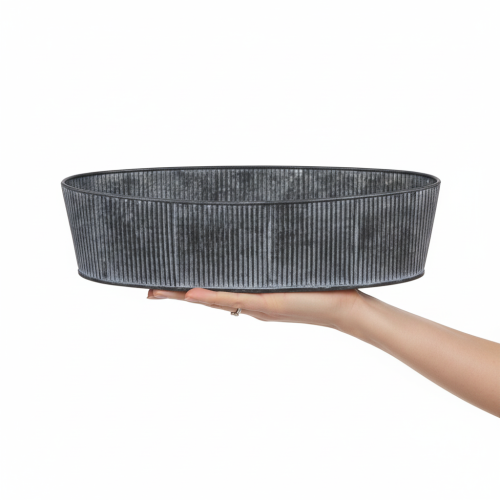 Artikel Schale Oval Metall Schwarz Grau Vintage Look Set 32,5/37cm Dekoschale