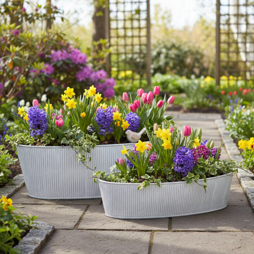 Artikel Elegante ovale Metallschalen Weiß Silber Set 32,5cm/37cm Deko