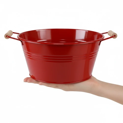 Deko Schale mit Griffen Metall Blumenschale Rot Ø29cm H14,5cm | Floristik21.de