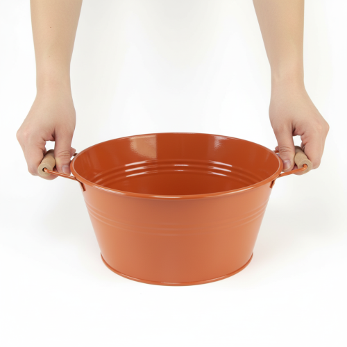 Deko Schale mit Griffen Metall Orangebraun Ø29cm H14,5cm | Floristik21.de