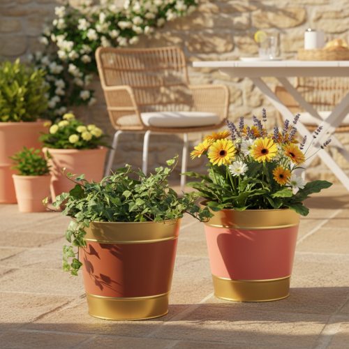 Pflanzkübel Blumentopf Metall Übertopf Ø26cm H22cm 4St | Floristik21.de