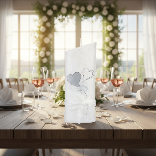 Artikel Hochzeitskerze Kerze Silberhochzeit Kerze Weiß 210/85mm