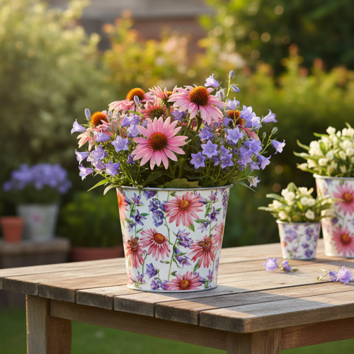 Blumentopf Frühlingsdeko Übertopf Metall Ø12cm H10,5cm | Floristik21.de