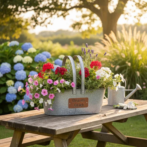Pflanzkorb “Grünes Glück”, Metalldeko zum Bepflanzen, Gartendeko Silbern, Edelrost L40cm H15cm | Floristik21.de