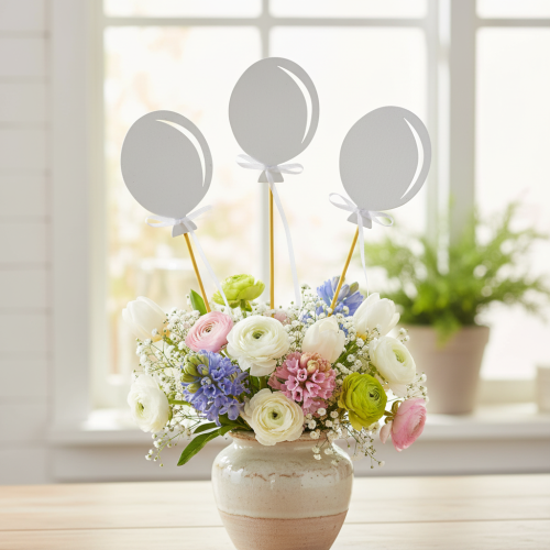 Artikel Blumenstecker Strauß Deko Kuchentopper Luftballon Weiß 28cm 8 St