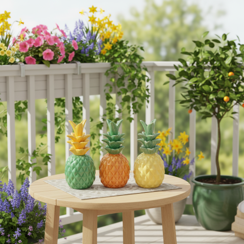 Artikel Deko Ananas Keramik Bunte Fruchtdeko 17cm Tischdeko Geschenkset