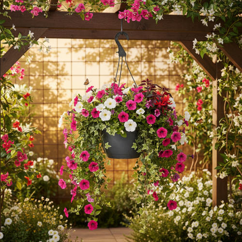 Artikel Blumenampel Anthrazit Pflanztopf zum Hängen Ø25cm H50cm