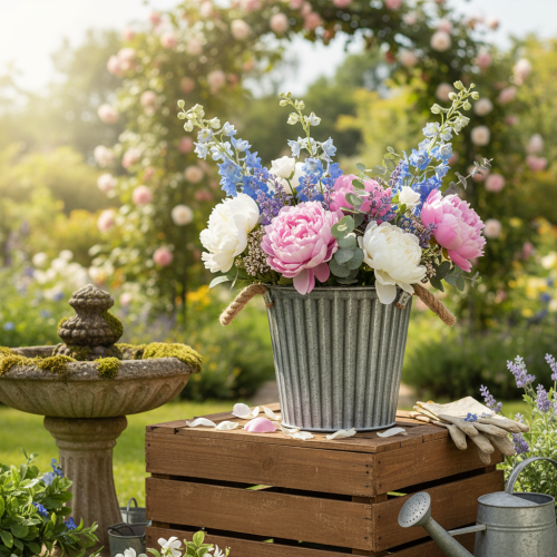 Deko-Topf zum Bepflanzen, Metalltopf mit Henkeln, Metalldeko Shabby Chic Ø21,5cm | Floristik21.de