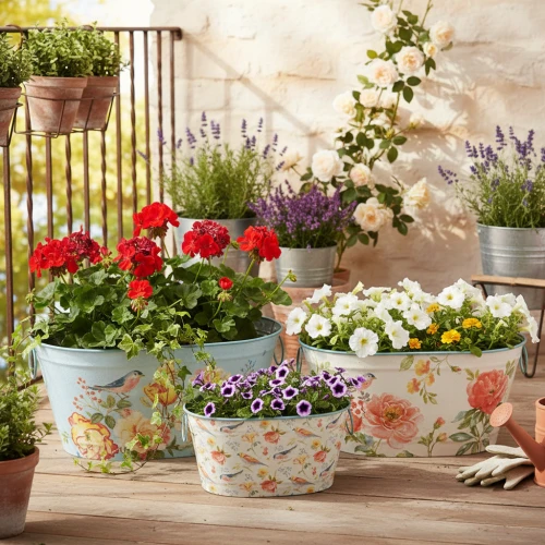 Pflanzschalen, Frühling, Pflanzkübel Blumen/Vögel, Metallgefäß oval L39/31/24,5cm 3er-Set | Floristik21.de