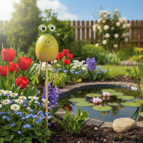 Artikel Frosch Pflanzenstecker Deko Holz 34cm Grün 6er Set für Frühling und Sommer