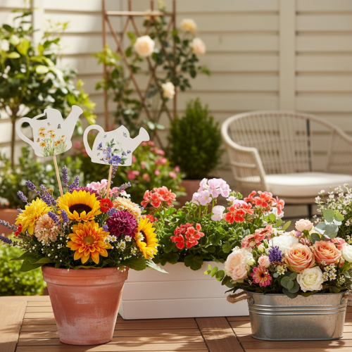 Artikel Holz Dekostecker Gießkanne 34cm für Blumendekoration und Balkon