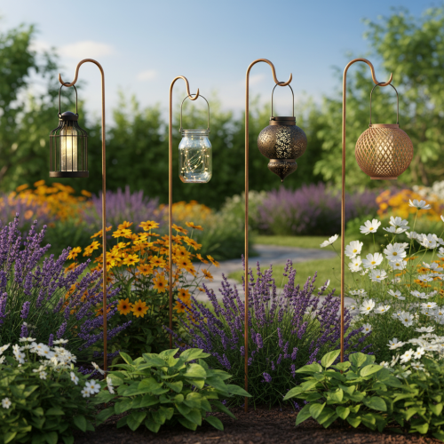 Artikel Gartenstab mit Haken Rost Deko Metall 80cm Set 3 Stäbe