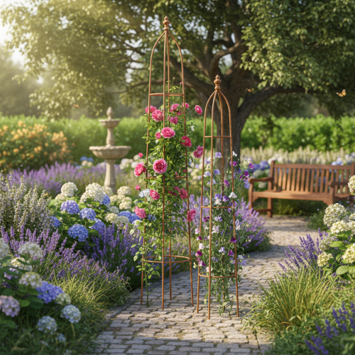 Artikel Rankhilfe Obelisk Rost Metall 2er-Set Gartendeko Vintage
