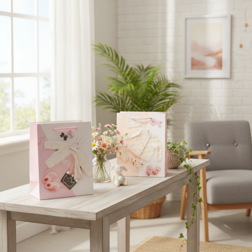 Geschenktüten Baby Mädchen Geschenktaschen Geburt 23×18cm 2St | Floristik21.de
