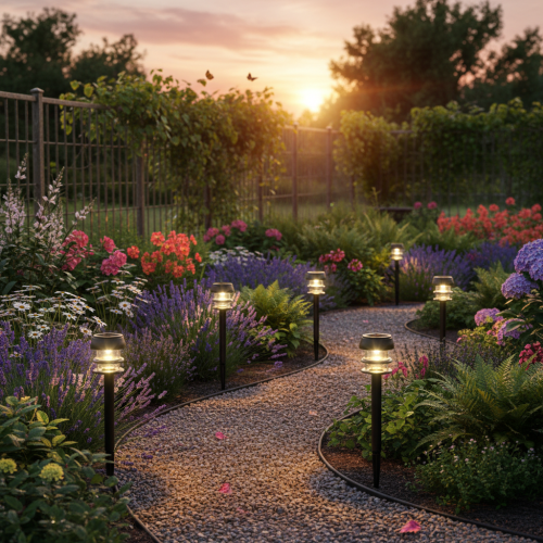 Solar-Gartenleuchte mit Erdspieß 35cm Schwarz LED-Set 6-teilig | Floristik21.de