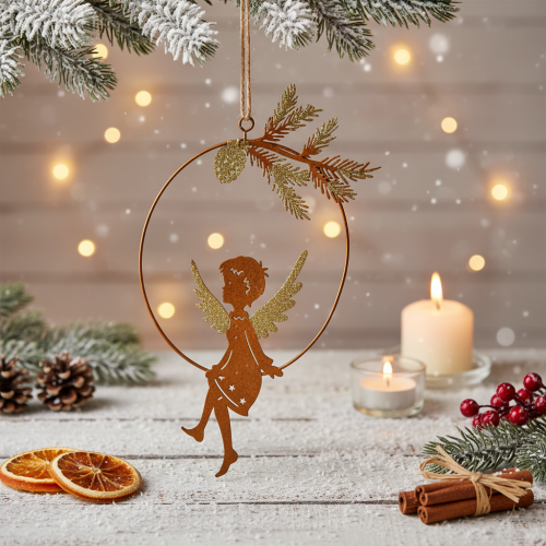 Engel Deko Ring Metall Rost Weihnachtsdeko 23,5x16,5cm 3 St | Floristik21.de